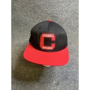 Vintage CORNELL Big Red University Square Hat Cap Black SnapBack USA Made NWT